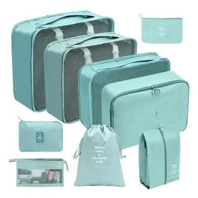 (Digital Makeup Nine Piece Set in Blue Lake, suit) Hot Selling Amazon Waterproof Travel Storage 