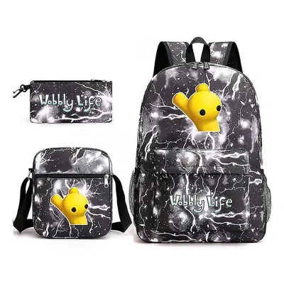 (4) Wobbly Life 3pcs School Backpack Shoulder Bag Pen Bagz