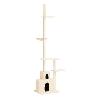 (cream) vidaXL Floor to Ceiling Cat Tree 250.5-276.5cm Cat Scratch Tower Multi Colours