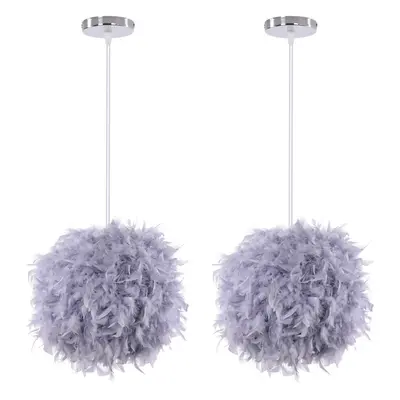 (2 Pack) Modern Feather Pendant Light Fluffy Feather Pendant Lamp ,Feather Light Shade ,for Bedr