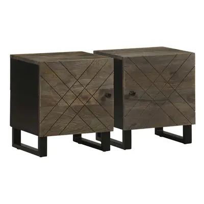 (2 pcs) vidaXL Bedside Cabinet Nightstand Bed Side Cabinet Black Solid Wood Mango