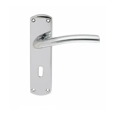 Rounded Curved Bar Handle on Lock Backplate x 42mm Polished Chrome