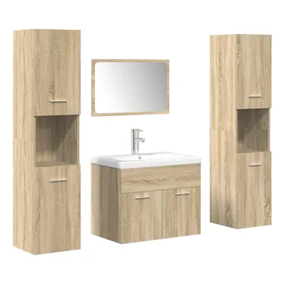 vidaXL Piece Bathroom Furniture Set Sonoma Oak Engineered Wood