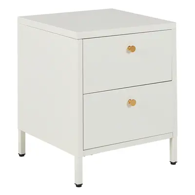 2 Drawer Bedside Table KYLEA Metal White