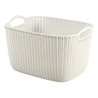 Curver Knit Rectangular Storage Basket, Oasis White, Litre