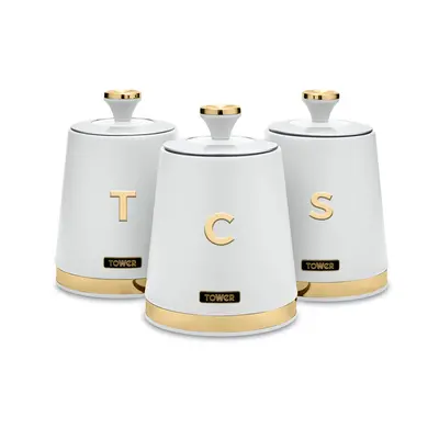 Tower T826131WHT Cavaletto Set of Canisters Optic White