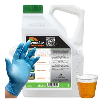 1 X 5L Roundup Pro Vantage Strong Glyphosate Weedkiller + Free Cup & Gloves