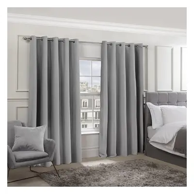 (Light Grey, 90" x 90") Blackout Eyelet Curtains For Bedroom Living Room Nursery Thermal Insulat