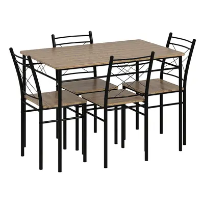 HOMCOM Piece Dining Table and Chairs Set, Space Saving, Oak