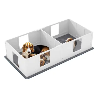 PawHut Whelping Box for Dogs with Whelping Pad, Two Room Design, x 96cm