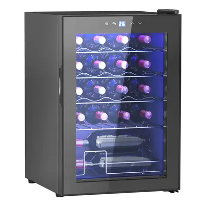 Freestanding Wine Cooler Fridge with Glass Door, Bottle, LED Light