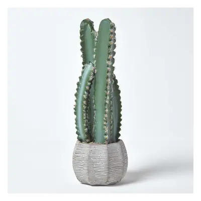 Homescapes Echinopsis Peruviana Artificial Cactus In Decorative Textured Stone Pot, cm Tall