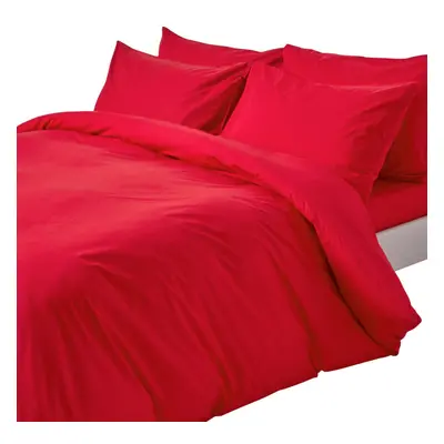 (Single, Red) Duvet Cover with Pillowcase Thread count