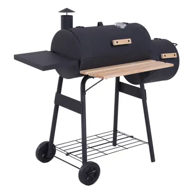 Outsunny Portable Charcoal BBQ Grill Steel Offset Smoker Combo