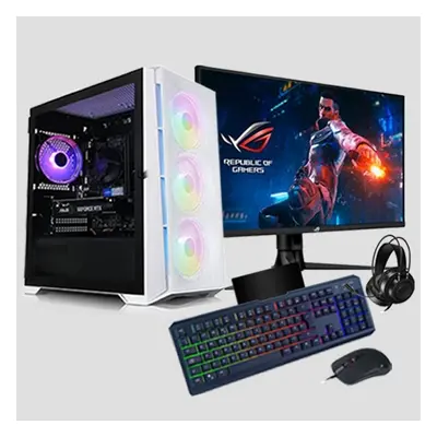 Gaming Intel Quad Core i7 16GB RAM 1TB HDD + 128GB SSD GT730 2GB PC Bundle & Speakers WHITE RGB