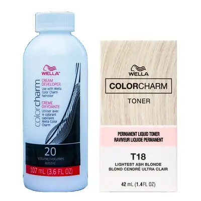 Wella T18 Lightest Ash Blonde Toner & Developer Vol - Bundle