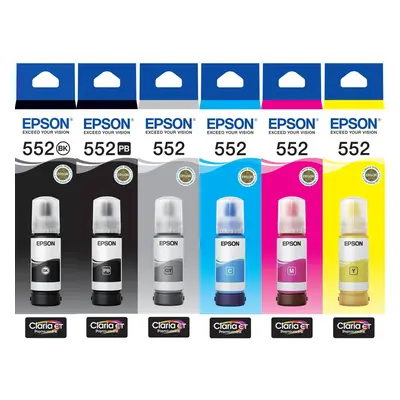 Epson T552 EcoTank Ink Toner Bottle Value Pack Black Photo Grey Cyan Magenta Yellow Genuine Orig