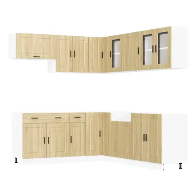 (sonoma oak) vidaXL Piece Kitchen Cabinet Set Porto Smoked Oak Engineered Wood