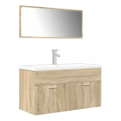 (sonoma oak, x 38.5 x cm) vidaXL Piece Bathroom Furniture Set Sonoma Oak Engineered Wood