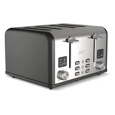 (Black) 4-slice digital toaster with separate high lift and extra wide oven slots, defrost and h