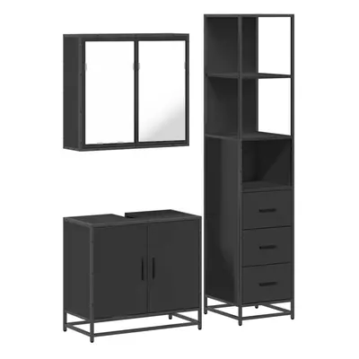 (black) vidaXL Piece Bathroom Furniture Set Grey Sonoma Engineered Wood