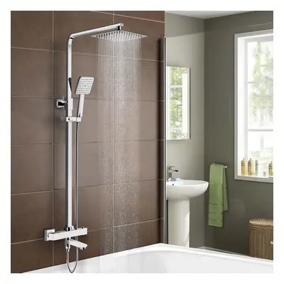 Nes Home Square Exposed Thermostatic Dual Control Shower Mixer - Riser Rail Kit & Easy Fittings