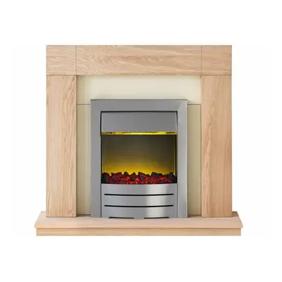 Adam Malmo Fireplace Suite in Oak with Colorado Electric Fire in Brushed Steel, Inch