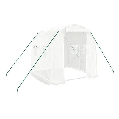 vidaXL Greenhouse Walk in Greenhouse Grow House with Steel Frame White mÂ²