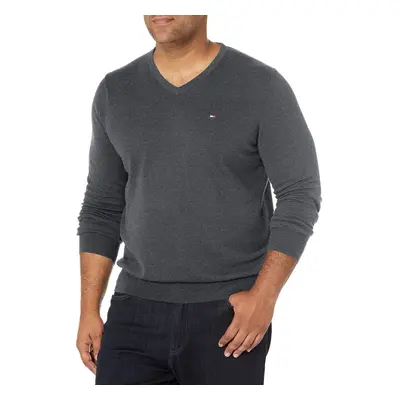 Tommy Hilfiger Men's Cotton V Neck Sweater Asphalt Heather 3X-Large