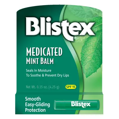 Blistex Medicated Mint Lip Balm Ounce Pack of Prevent Dryness Chapping SPF Sun Protection Seals 