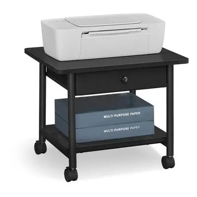 VASAGLE Printer Stand Under Desk Printer Stand with Wheels Drawer with Divider Bottom Shelf Fits