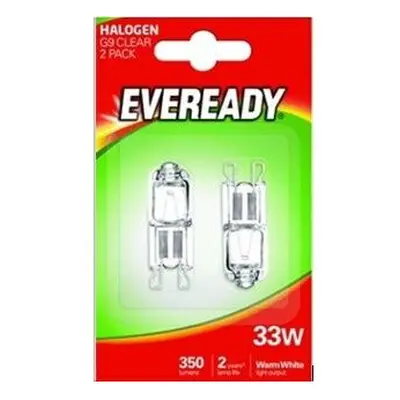 2 x Eveready Eco Halogen 33W (40W Equivalent) Cap Capsule Light Bulb G9 [Energy Class C]