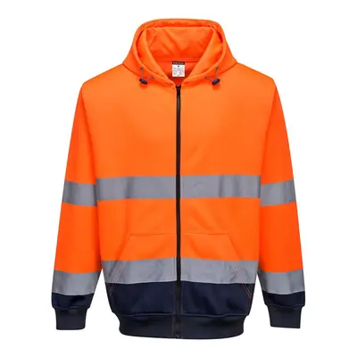 (3XL, Orange/Navy) Portwest Mens Contrast Safety Full Zip Hoodie