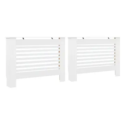 vidaXL 2x Radiator Covers White MDF Living Room Bedroom Heater Cabinet Shelf