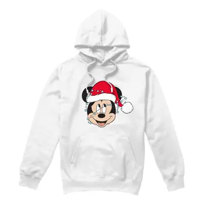 (S, White) Disney Mens Mickey Mouse Christmas Lights Wrap Hoodie