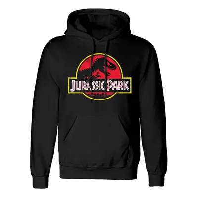 (S, Black/Red) Jurassic Park Unisex Adult Classic Logo Hoodie