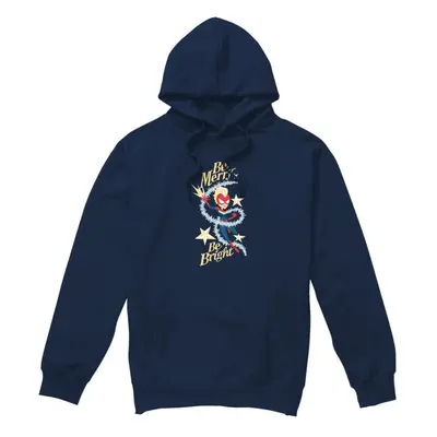 (M, Navy) Captain Marvel Mens Be Merry Be Bright Hoodie