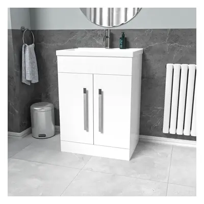 Aric 1100mm Gloss Bathroom Vanity Unit Basin Sink Furniture Cabinet LH White