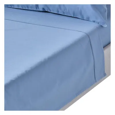 (Single, Airforce Blue) Thread Count Egyptian Cotton Flat Sheet Luxury Bed Sheet