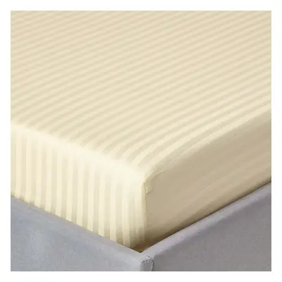 Homescapes Pastel Yellow Egyptian Cotton Satin Stripe Fitted Sheet TC, Double