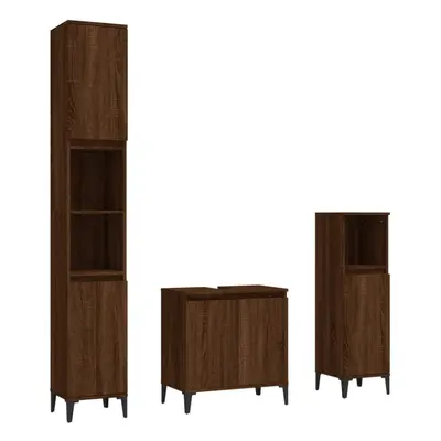 (brown oak) vidaXL Bathroom Furniture Set Washroom Vanity Unit Piece Engineered Wood