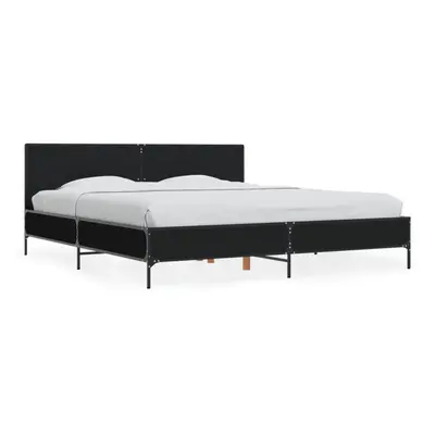 (black, x cm) vidaXL Bed Frame Home Bed Base Smoked Oak 140x190 cm Engineered Wood and Metal