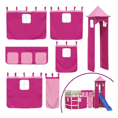 (pink) vidaXL Curtains for Loft Bed with Tower Privacy Blackout Bed Canopy Polyester