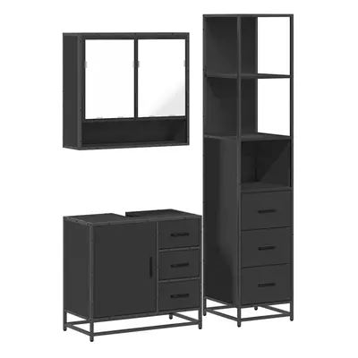 (black) vidaXL Piece Bathroom Furniture Set Black Engineered Wood bathroom cabinet