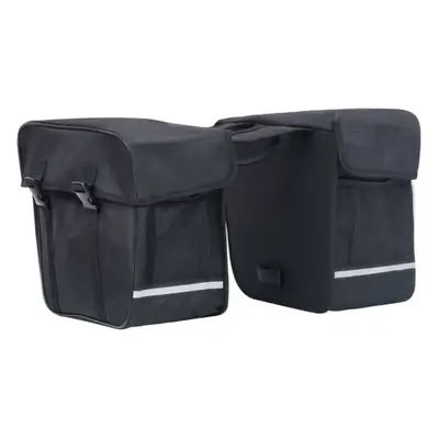 vidaXL Double Bicycle Bag for Pannier Rack Waterproof L Black Storage Bag