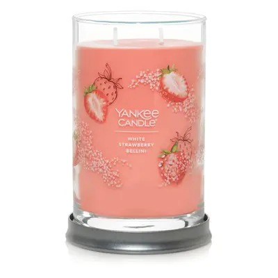 Yankee Candle White Strawberry Bellini Scented Signature 20oz Large Tumbler 2Wick Candle Over Ho