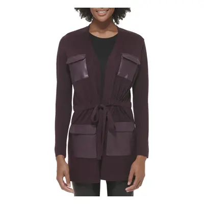 Calvin Klein Women's Sweater Trench Long Acrylic Aubergine X-Small