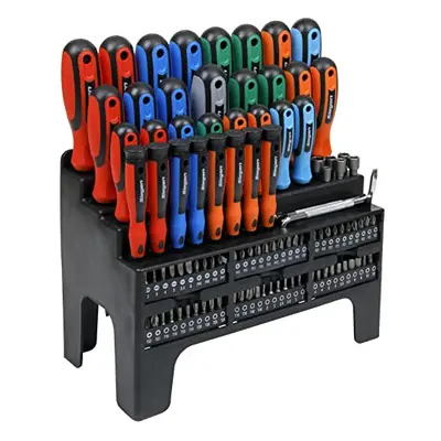 Siegen by Sealey Screwdriver, Bit & Nut Driver Set, 100pc, Colour-Coded with Display Stand - S01