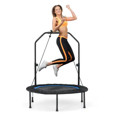 40" Foldable Mini Trampoline with Height Adjustable Handle Fitness