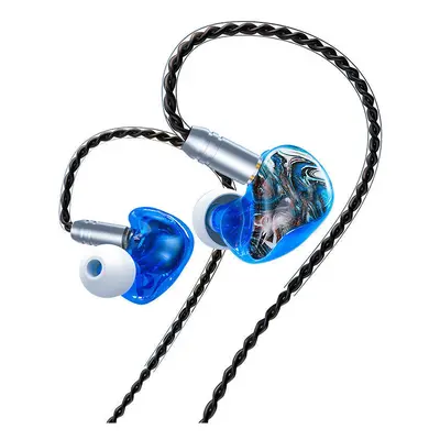 (Blue) Wired Earphone 13mm Large Driver Hi-Fi Stereo Earphone Headphones with 0.78mm Detachable 